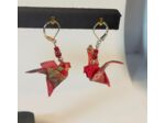 B.O. origami oiseaux 2 rouge/argenté