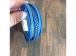 Bracelet homme 5 lanières cuir bleu