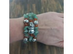 Bracelet mémoire de forme 3 rangs vert/orange/argenté