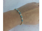 Bracelet Jade bleu/blanc et perles dorées