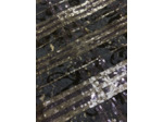 Tissu dentelle damassé Marine bandes de paillettes