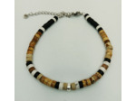 Bracelet homme Jaspe paysage/onyx/turquoise blanc