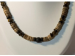 Collier Œil de tigre/pierre de lave/bois/perles de coco