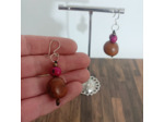 Boucles d'oreilles Nina marron-rose en ivoire végétal