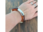 Bracelet tube tons marron beige blanc argenté 36mm