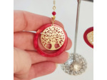 B.O. cercle résine rouge/doré arbre de vie