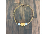 Bracelet enfant hibou/quartz rose/doré