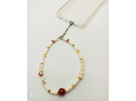 Bijou de portable blanc/doré/rouge "JE T'AIME MAMAN"