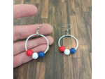 Créoles bleu blanc rouge et perles miyuki