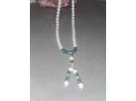 Mala en perles de Jade blanche et "oeil de chat" 6mm