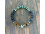 Bracelet homme agate/pierre de lave/œil de tigre