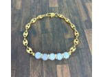Bracelet-chaîne aigue marine doré