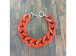 Bracelet gros maillons tons rouge argenté 22mm