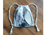 Sac à dos Pochon pour enfant, modèle blanc et indigo, petites souris