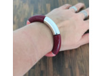 Bracelet tube rose bordeaux argenté 36mm