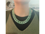 Collier gros maillons vert clair/doré