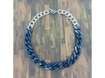 Collier gros maillons bleu marine/argenté