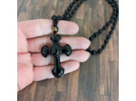 Collier homme perles noires croix
