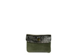 Farfouillette Petit Porte-Monnaie En Daim Vert D'eau / Doré