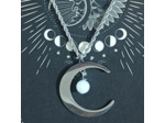 Pendentif lune en acier inoxydable et pierre de lune