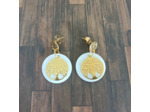 Boucles d'oreilles nacre et arbre de vie en acier inoxydable doré