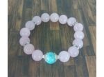 Bracelet quartz rose/turquoise 12mm