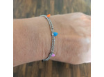 Bracelets en acier inox  double cœurs multicolores