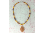 Collier aventurine orange/agate/perles de nacre colorées