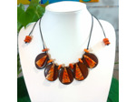 Collier Lisa marron-orange en ivoire végétal