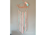Attrape rêves personnalisable prenom,  corail, vert d'eau, rose et jade
