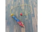 Pendule corail rouge/lapis lazuli/feuilles d'or