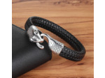 Bracelet en cuir véritable noir serpent 3