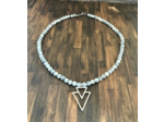 Collier homme en perles naturelles et acier inox triangles