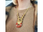 Collier donut Jaspe rouge macramé doré