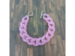 Bracelet gros maillons rose/argenté