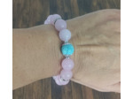 Bracelet quartz rose/turquoise 12mm