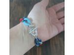 Bracelet gros maillons bleu ciel/bleu/rouge 19mm