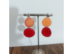 Boucles d'oreilles Synthia rouge-saumon en ivoire végétal