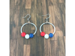 Créoles bleu blanc rouge et perles miyuki