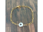 Bracelet chaîne acier inox doré connecteur nacre 2