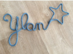 Prénom en tricotin Bleu paillette de 3 à 10 lettres