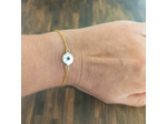 Bracelet donuts nacre et chaîne acier inoxydable doré