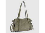 Lancaster Velvet Emma Sac Porté Epaule 518-096 Aspect Suédine Kaki Foncé
