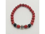 Bracelet enfant jade rouge/obsidienne/coccinelle