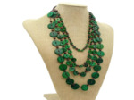 Collier 4 rangs bois marron/vert