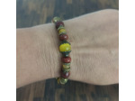 Bracelet œil de chat/agate orange/jaspe rouge et bronze