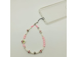 Bijou de portable blanc/rose/argenté "JE T'AIME MAMAN"