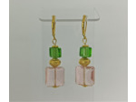 B.O. en perles de verre rose/vert/doré
