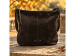 Mila Louise Maeli V Sac Besace En Cuir Effet Velours Brun Dark