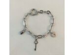 Bracelet grosse chaîne argenté clé/cadenas